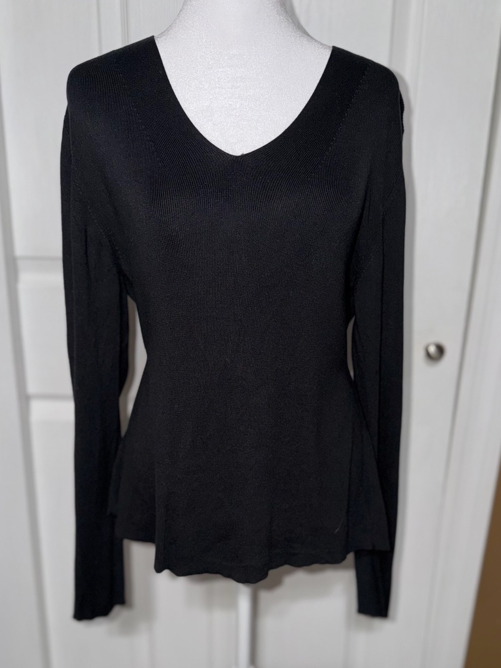 LOFT Ann Taylor Black 100% Silk Knit Top-XL